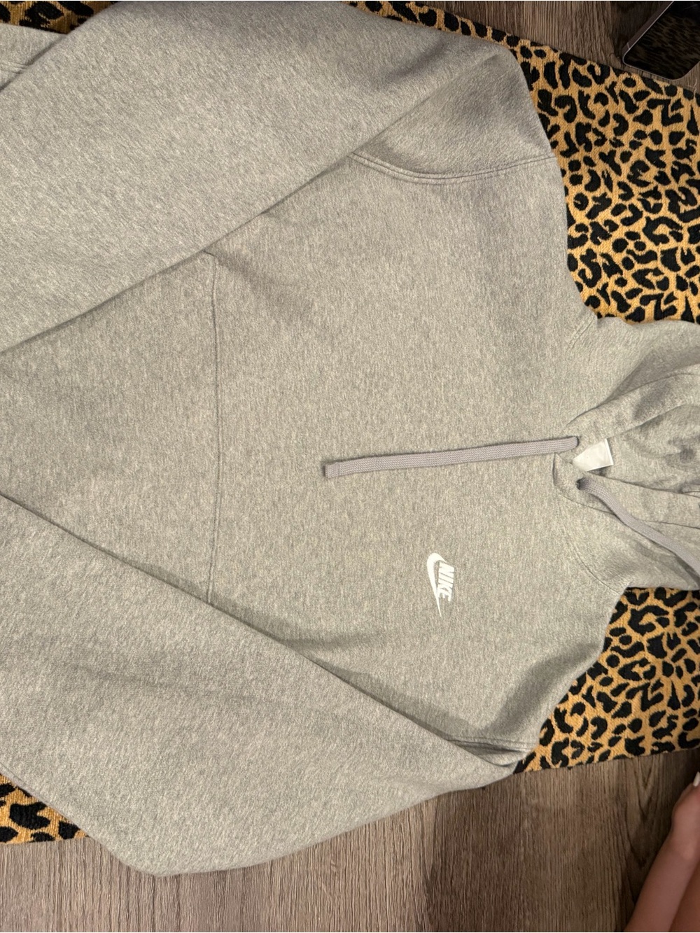Nike Grey Crewneck Pullover Hoodie with White Logo